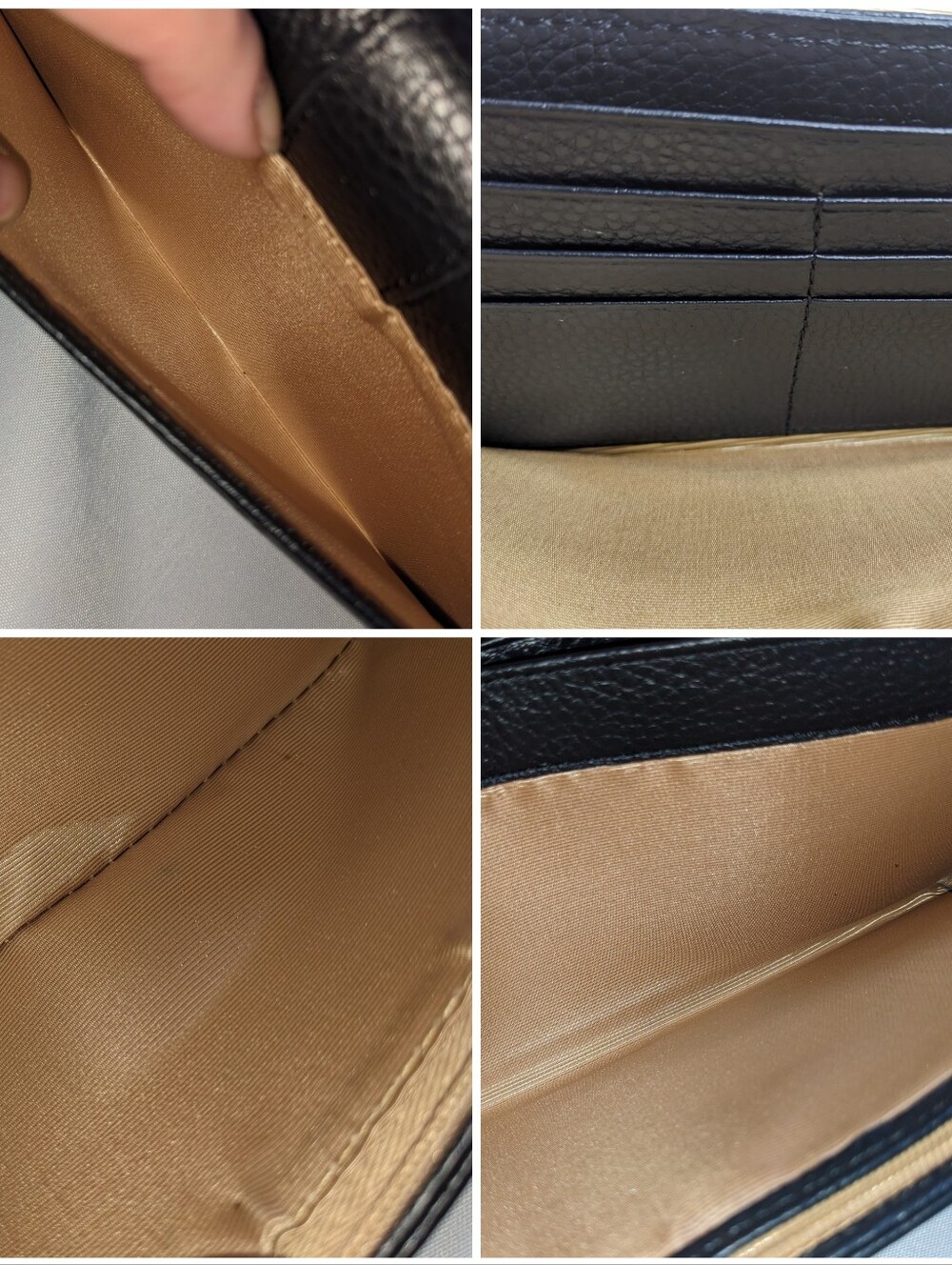 Ora Delphine Fold-over Wallet, Black Pebbled Leather W/ Gold-tone Turnlock - Picture 8 of 15